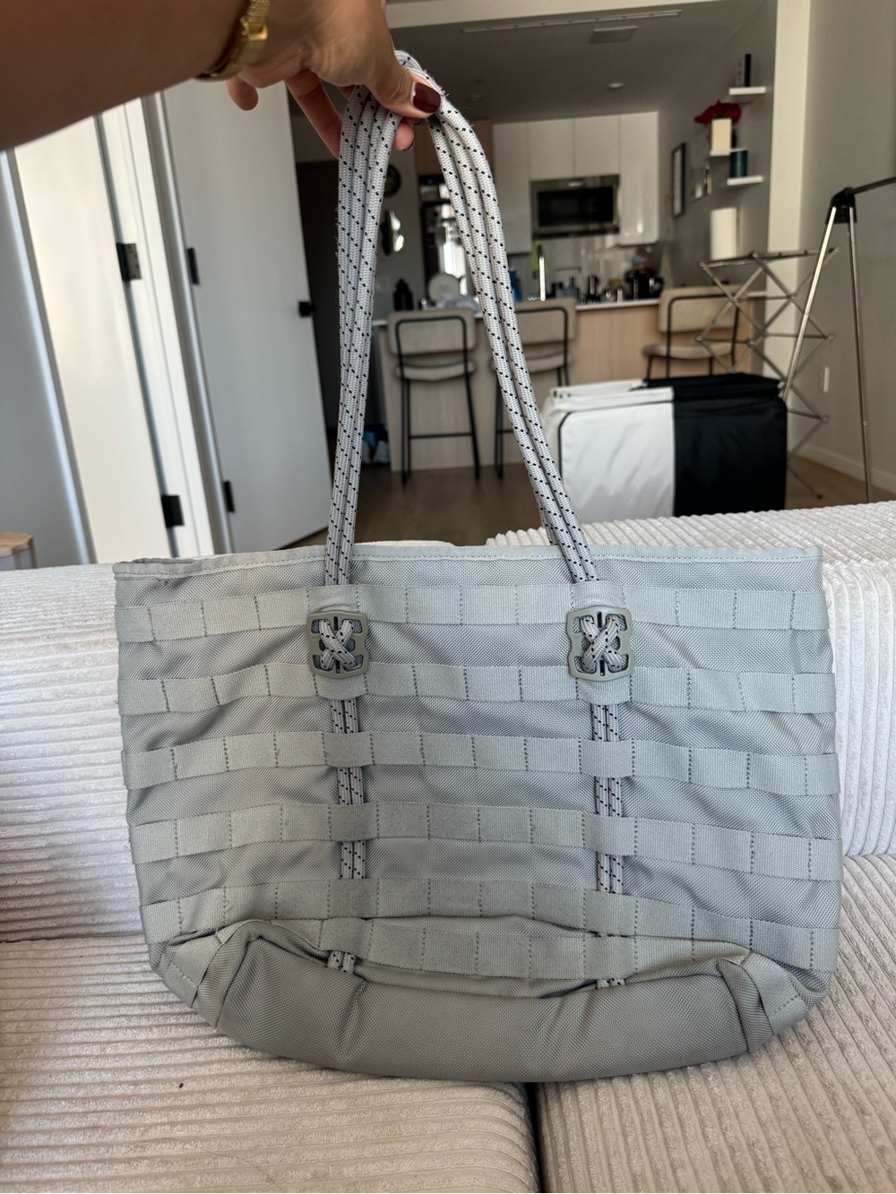 Nike Light Gray Woven Ribbon Tote
